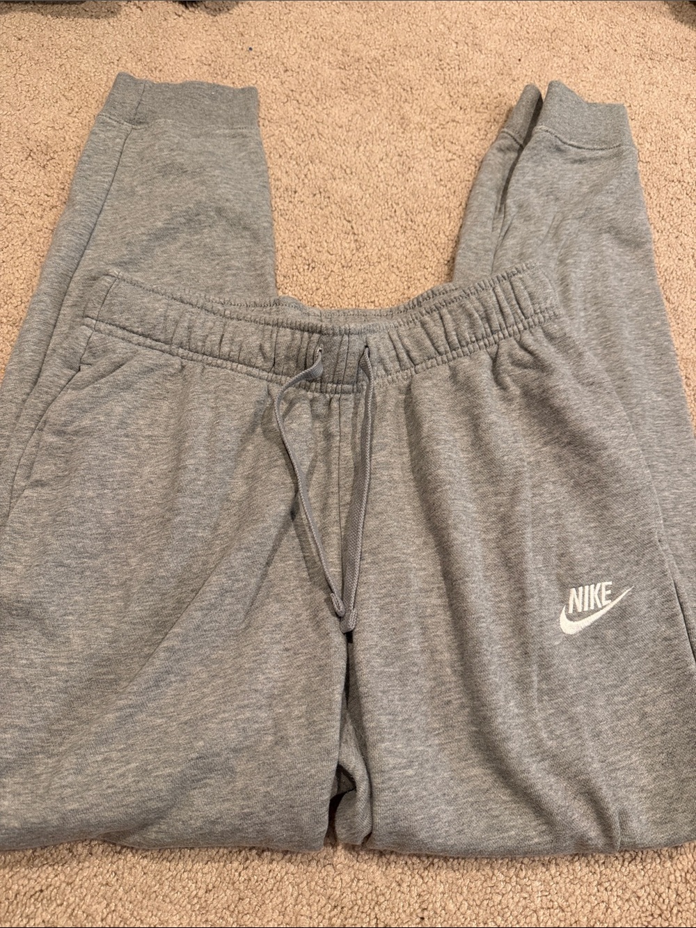 Nike Grey Fleece Jogger Pants with white logo sz small